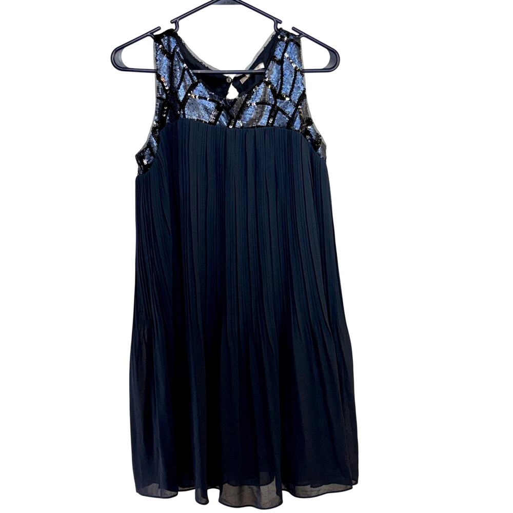 Mini Dress Women's Small Skies Are Blue Blue/Black Sequins Lined Sleeveless NWT